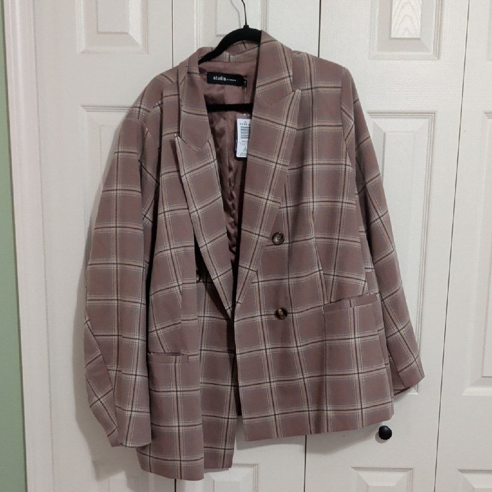 Torrid Brown Plaid Blazer